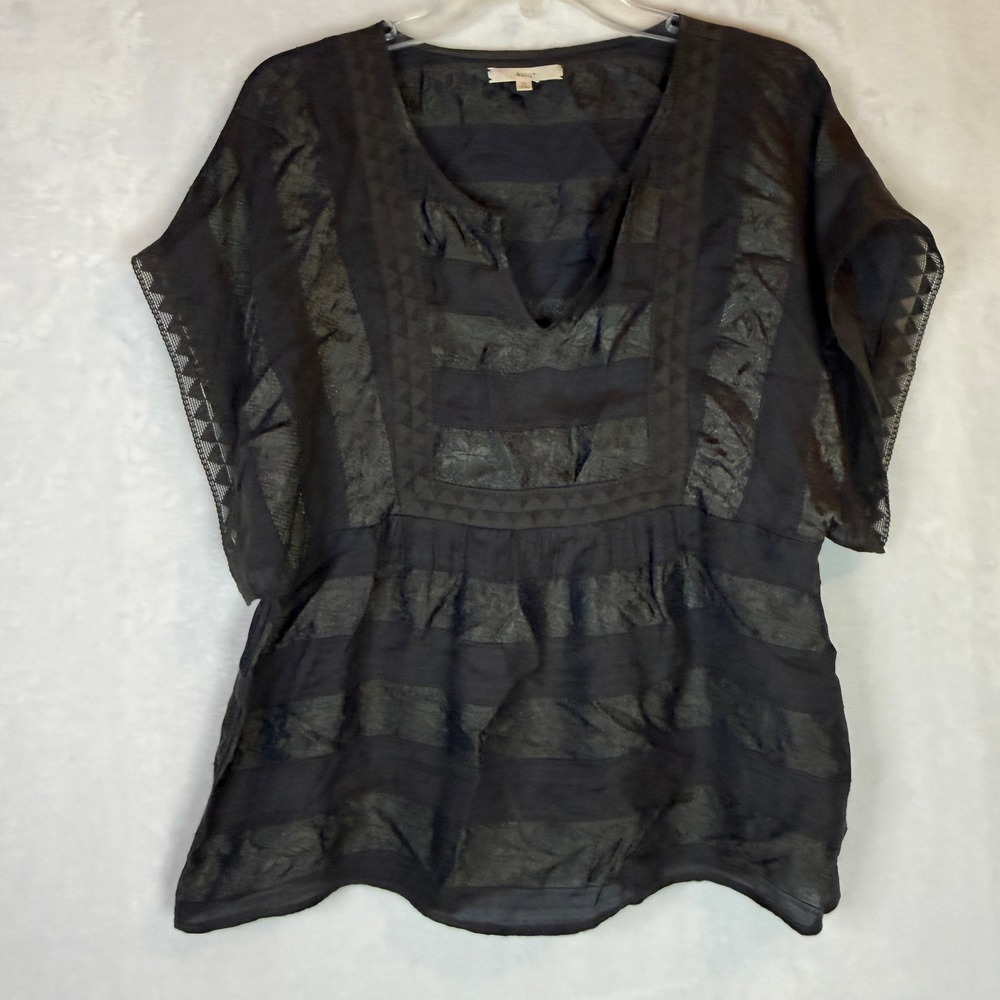 Eliot Silk‎ Blend Boho Lace Blouse Black Women's M Romantic Cottagecore Top
